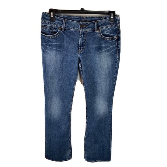 Silver Brand Suki Super Mid-Boot Cut Blue Jeans 32/32 Light Wash Flap‎ - Picture 1 of 12